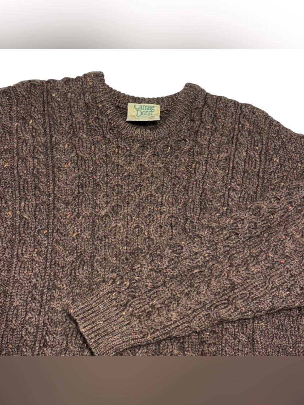 VTG Carraig Donn Aran Sweater Large Wool Cable Knit Irish Fisherman 90s Mens
